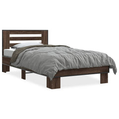 Sengeramme brun eik 90x200 cm konstruert tre og metall