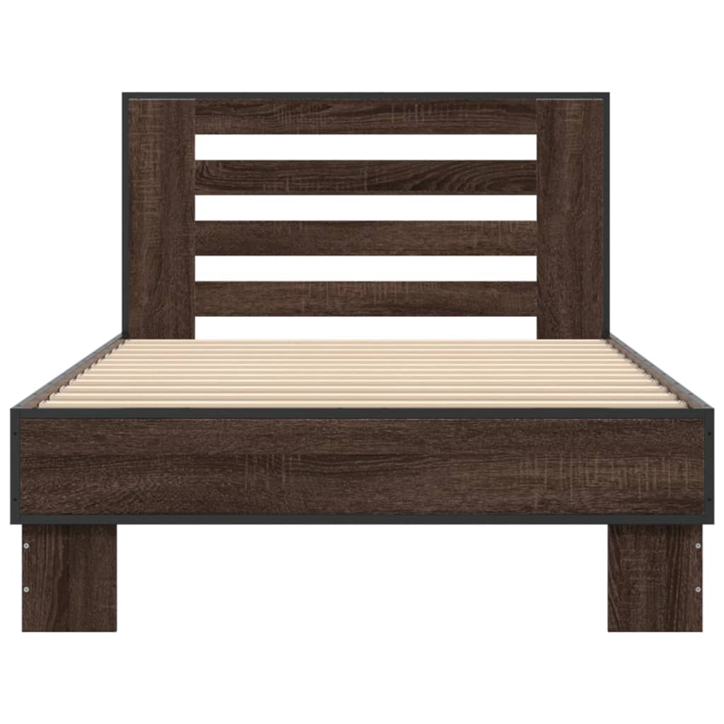 Sengeramme brun eik 90x200 cm konstruert tre og metall