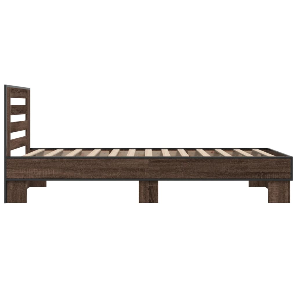 Sengeramme brun eik 90x200 cm konstruert tre og metall