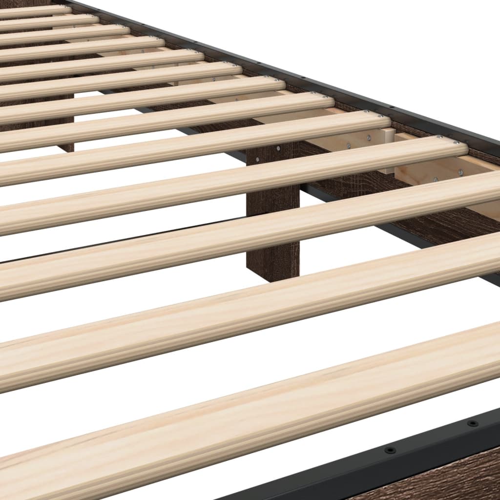 Sengeramme brun eik 90x200 cm konstruert tre og metall