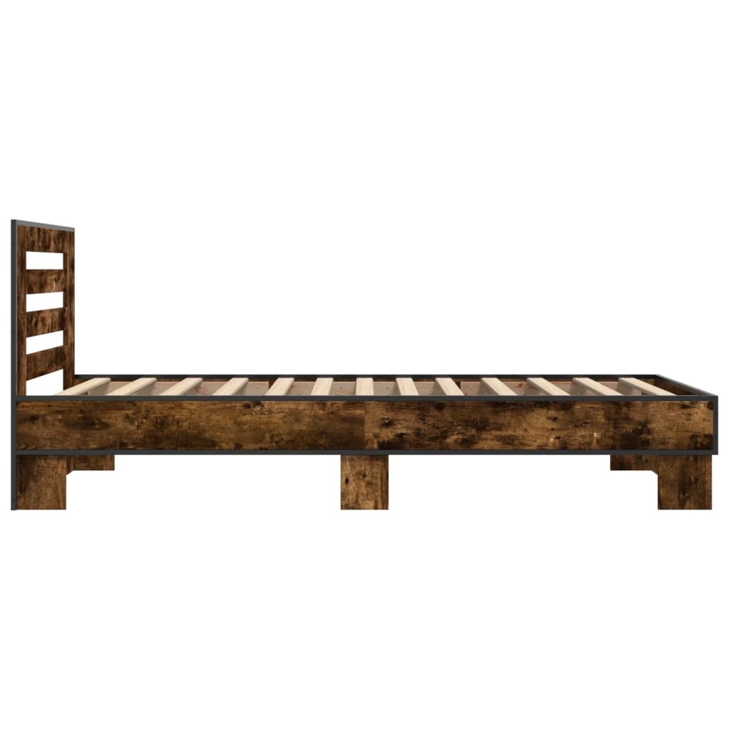 Sengeramme røkt eik 75x190 cm konstruert tre og metall