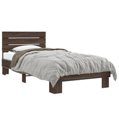 Sengeramme brun eik 100x200 cm konstruert tre og metall
