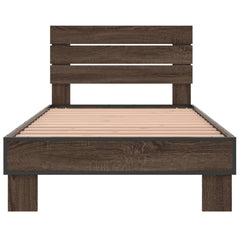 Sengeramme brun eik 100x200 cm konstruert tre og metall