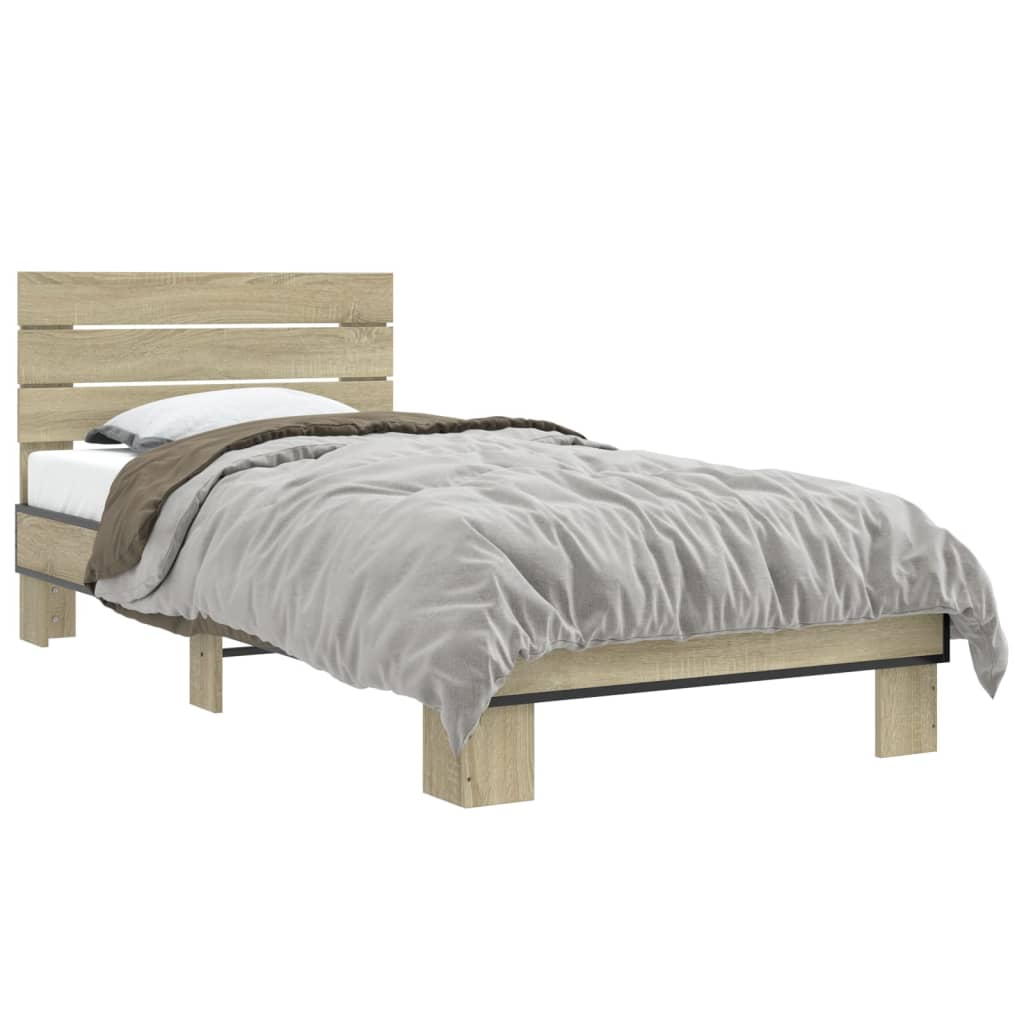 Sengeramme sonoma eik 90x200 cm konstruert tre og metall