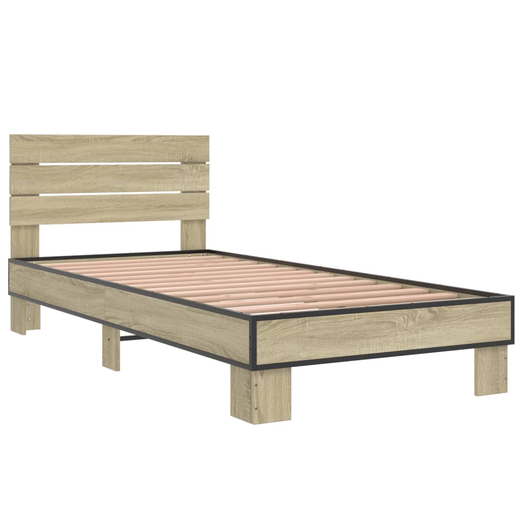 Sengeramme sonoma eik 90x200 cm konstruert tre og metall