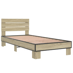 Sengeramme sonoma eik 90x200 cm konstruert tre og metall