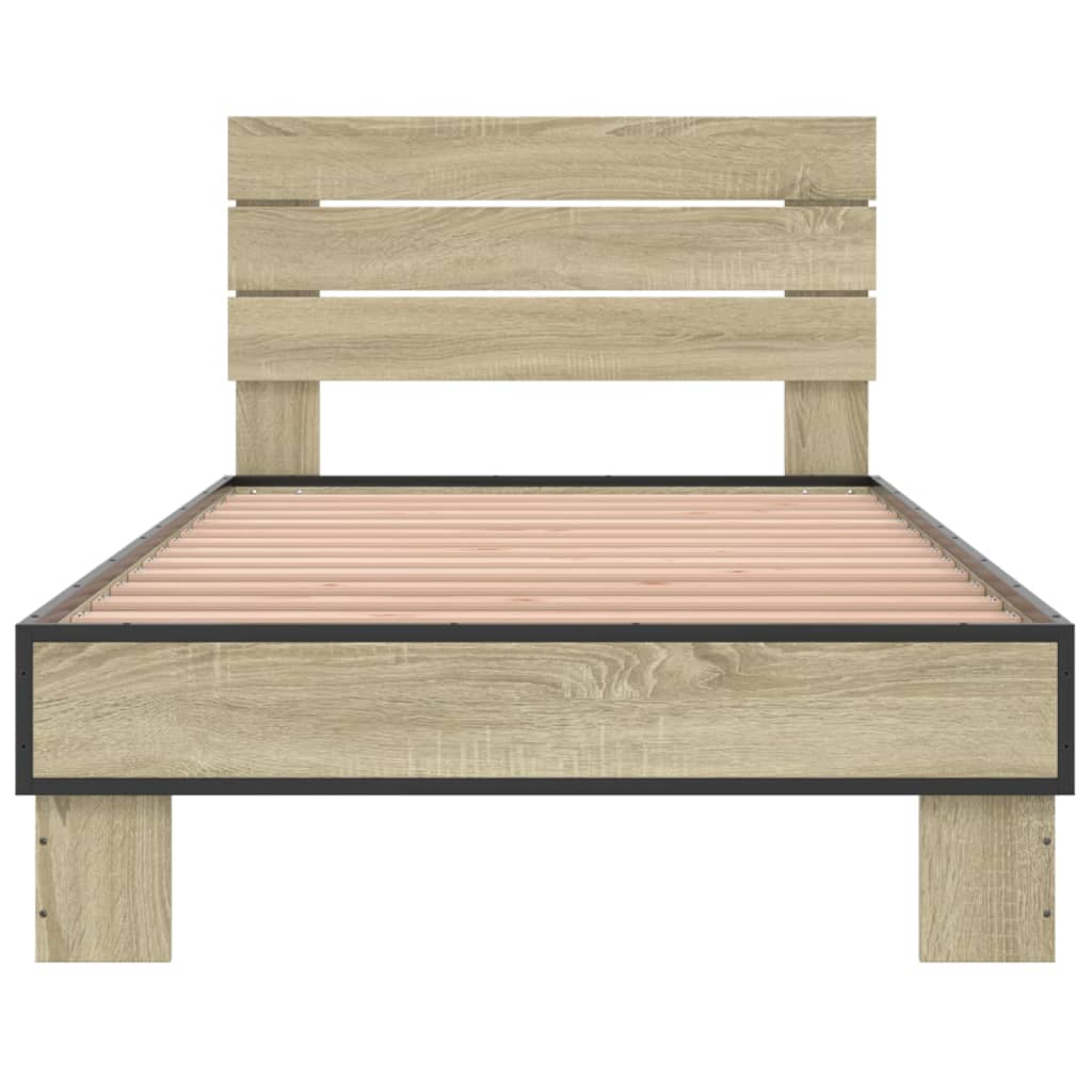 Sengeramme sonoma eik 90x200 cm konstruert tre og metall