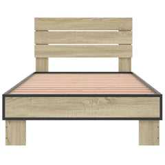 Sengeramme sonoma eik 90x200 cm konstruert tre og metall