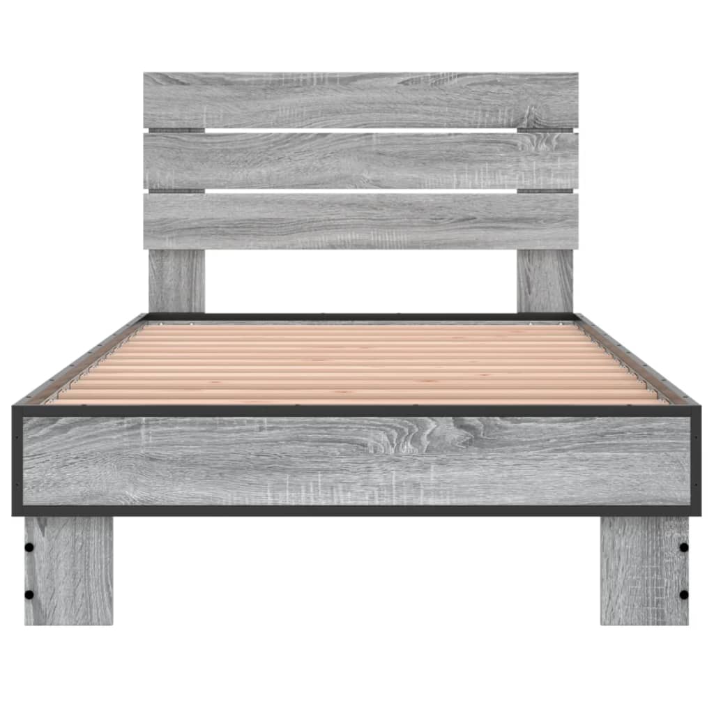 Sengeramme grå sonoma 75x190 cm konstruert tre og metall