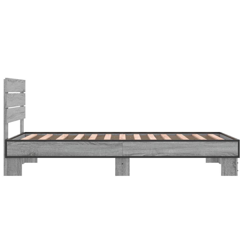 Sengeramme grå sonoma 75x190 cm konstruert tre og metall