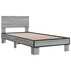 Sengeramme grå sonoma 75x190 cm konstruert tre og metall