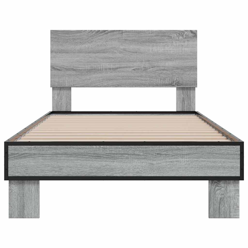 Sengeramme grå sonoma 75x190 cm konstruert tre og metall