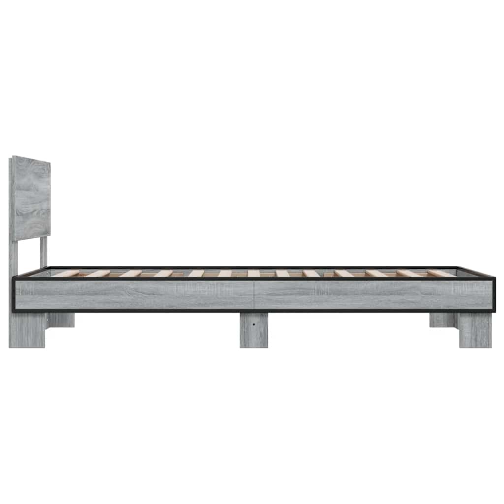 Sengeramme grå sonoma 75x190 cm konstruert tre og metall