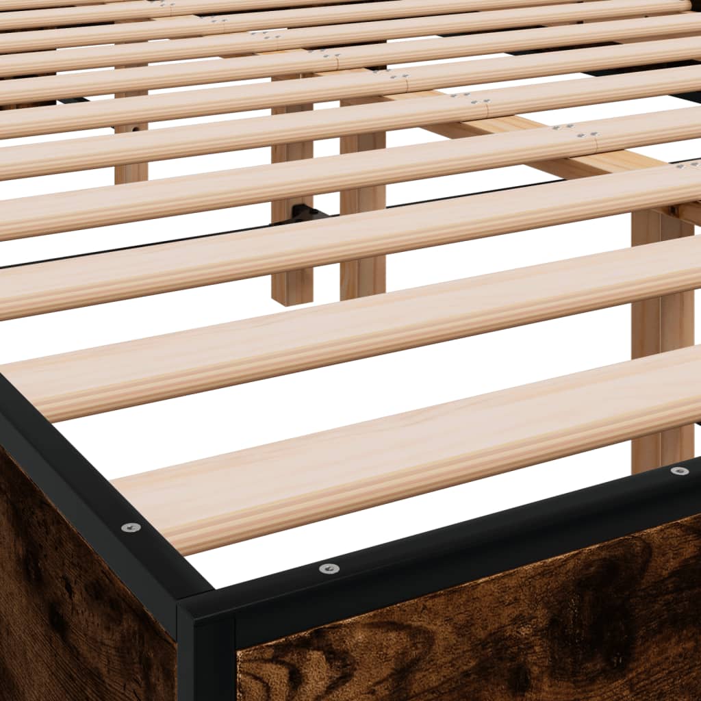 Sengeramme røkt eik 120x200 cm konstruert tre og metall