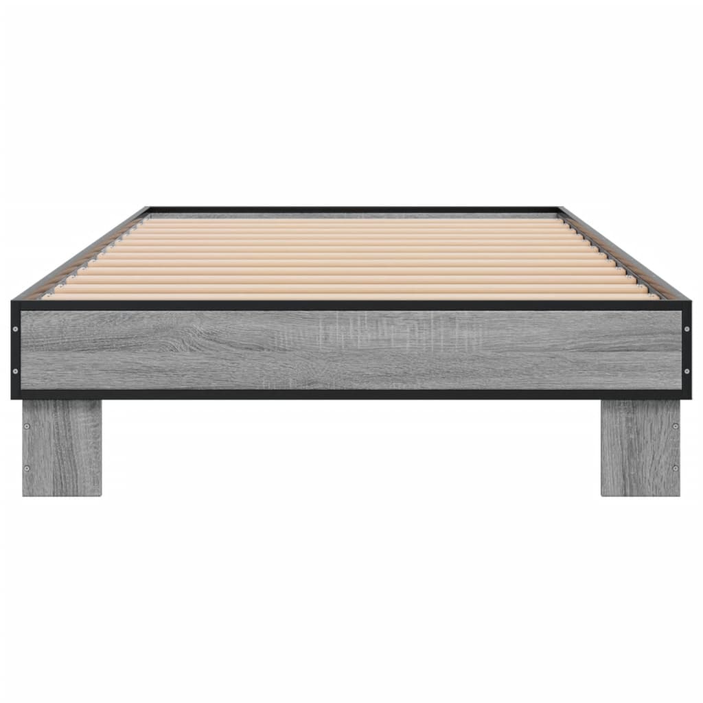 Sengeramme grå sonoma 90x200 cm konstruert tre og metall
