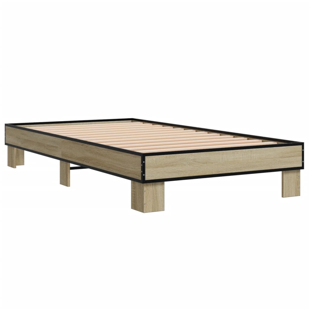 Sengeramme sonoma eik 75x190 cm konstruert tre og metall