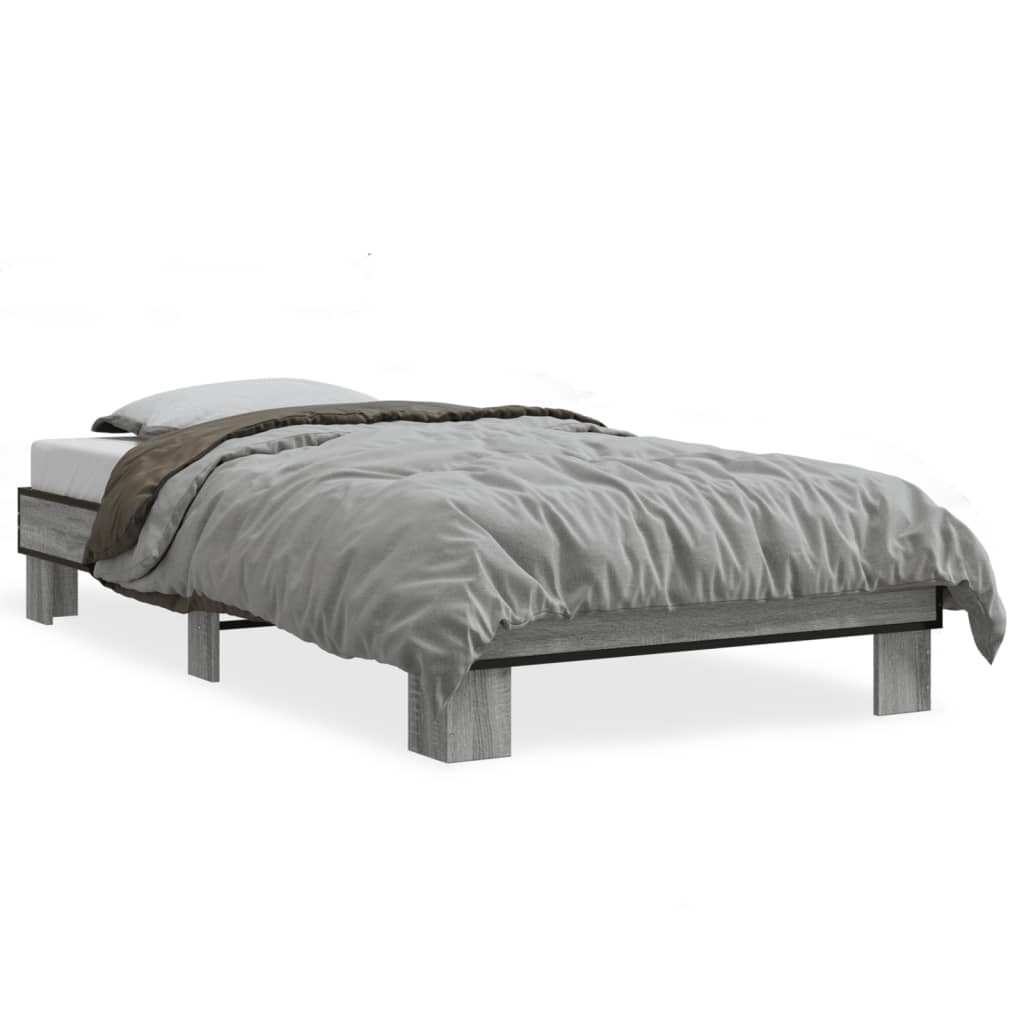 Sengeramme grå sonoma 75x190 cm konstruert tre og metall