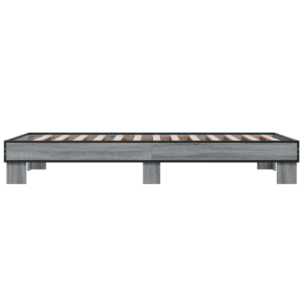 Sengeramme grå sonoma 75x190 cm konstruert tre og metall