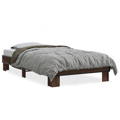 Sengeramme brun eik 75x190 cm konstruert tre og metall