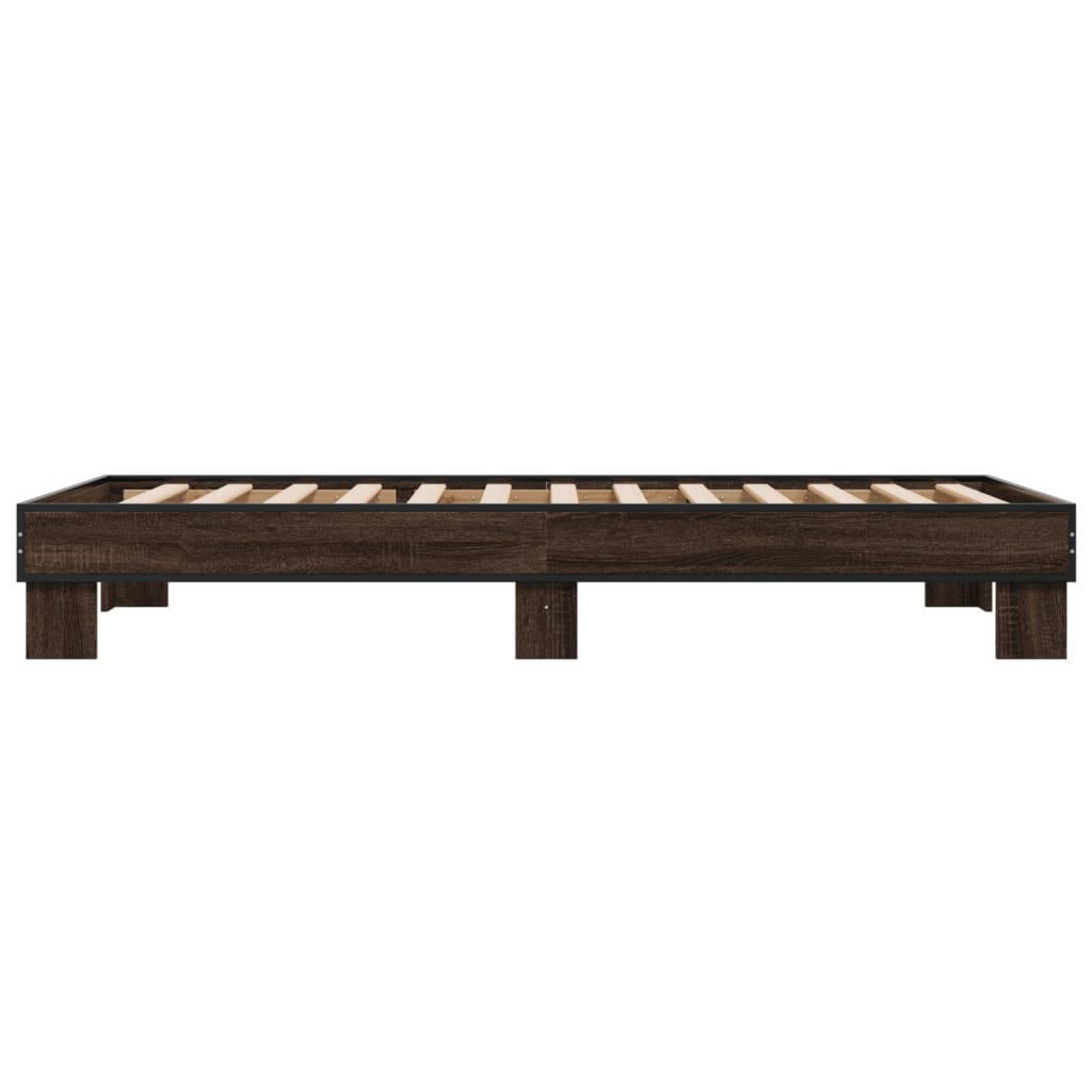Sengeramme brun eik 75x190 cm konstruert tre og metall