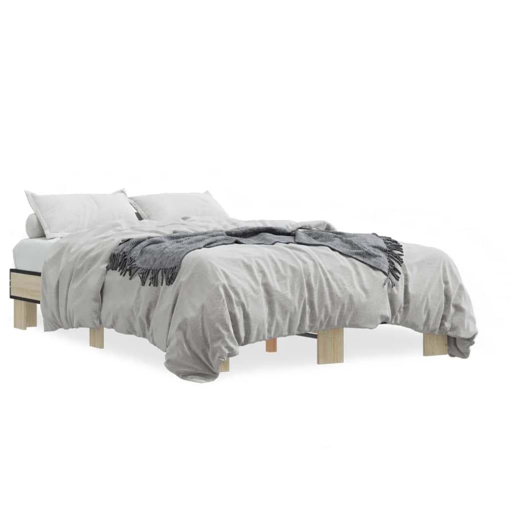 Sengeramme sonoma eik 120x190 cm konstruert tre og metall