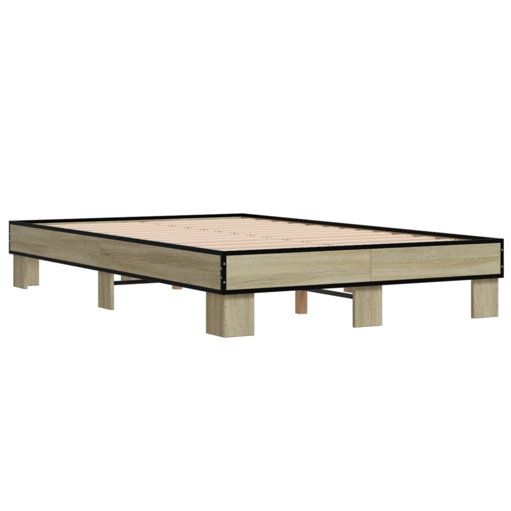 Sengeramme sonoma eik 120x190 cm konstruert tre og metall