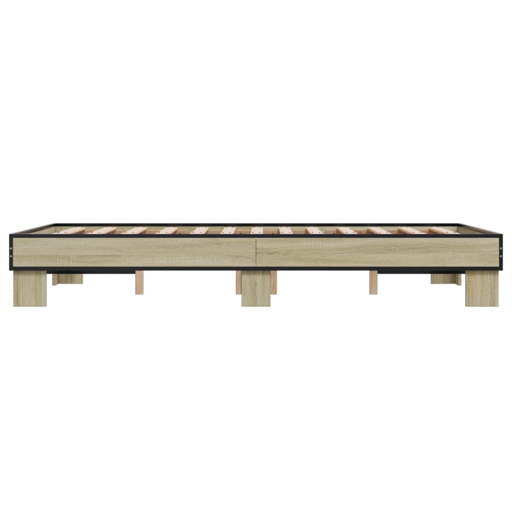 Sengeramme sonoma eik 120x190 cm konstruert tre og metall