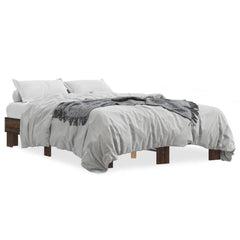 Sengeramme brun eik 120x190 cm konstruert tre og metall