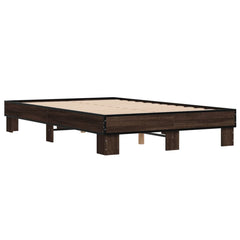 Sengeramme brun eik 120x190 cm konstruert tre og metall