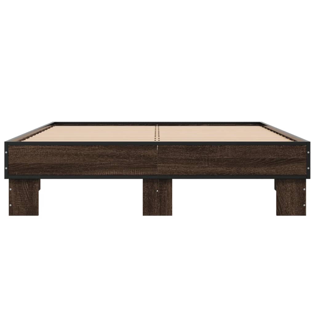 Sengeramme brun eik 120x190 cm konstruert tre og metall