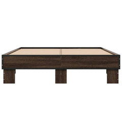 Sengeramme brun eik 120x190 cm konstruert tre og metall