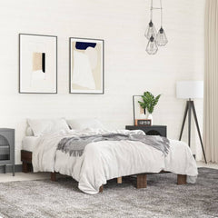 Sengeramme brun eik 120x190 cm konstruert tre og metall
