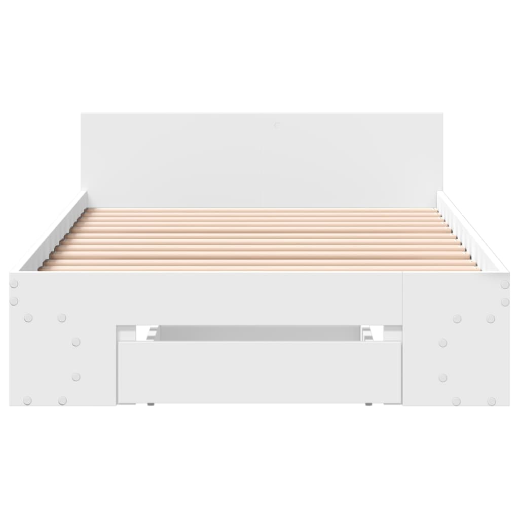 Sengeramme med skuff hvit 100x200 cm konstruert tre