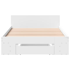 Sengeramme med skuff hvit 100x200 cm konstruert tre