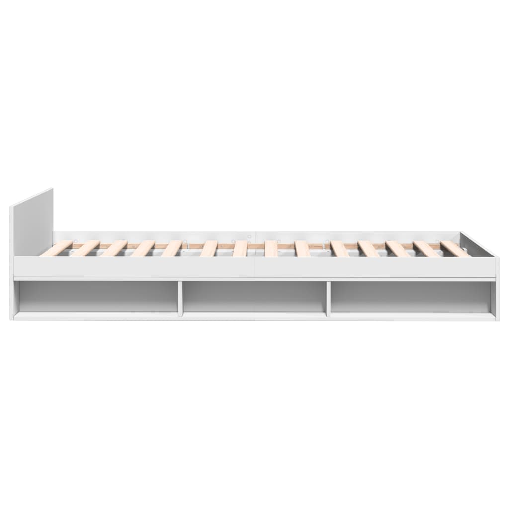 Sengeramme med skuff hvit 100x200 cm konstruert tre