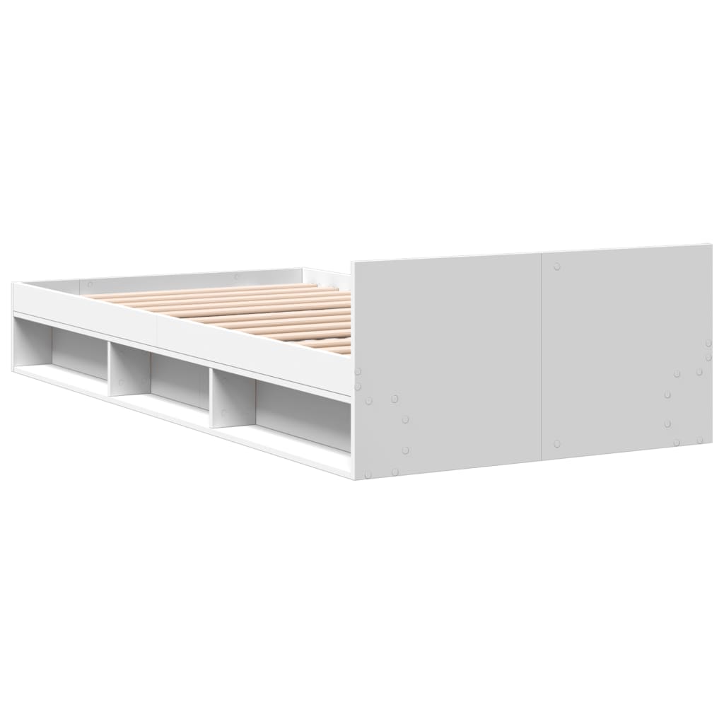 Sengeramme med skuff hvit 100x200 cm konstruert tre