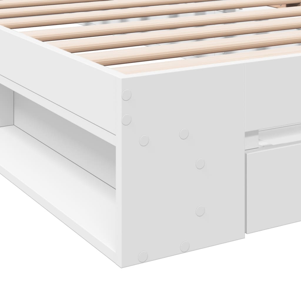 Sengeramme med skuff hvit 100x200 cm konstruert tre