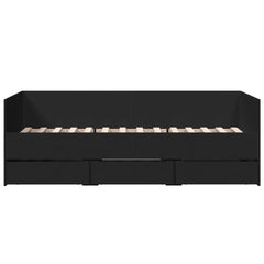 Dagseng med skuffer uten Madrass svart 75x190 cm