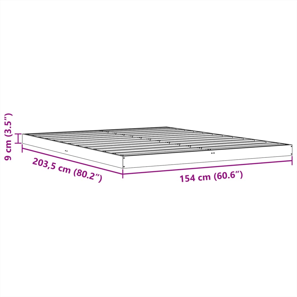 Sengeramme brun 150x200 cm heltre furu