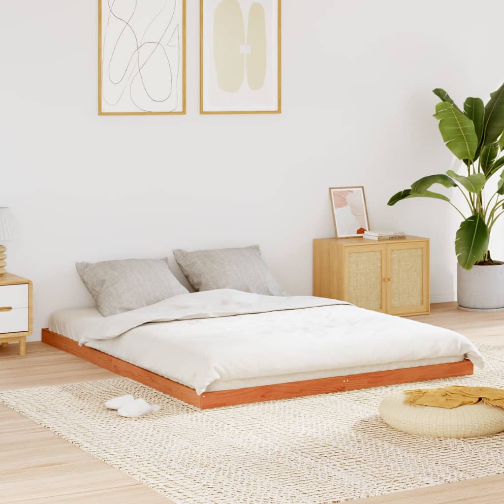 Sengeramme brun 150x200 cm heltre furu