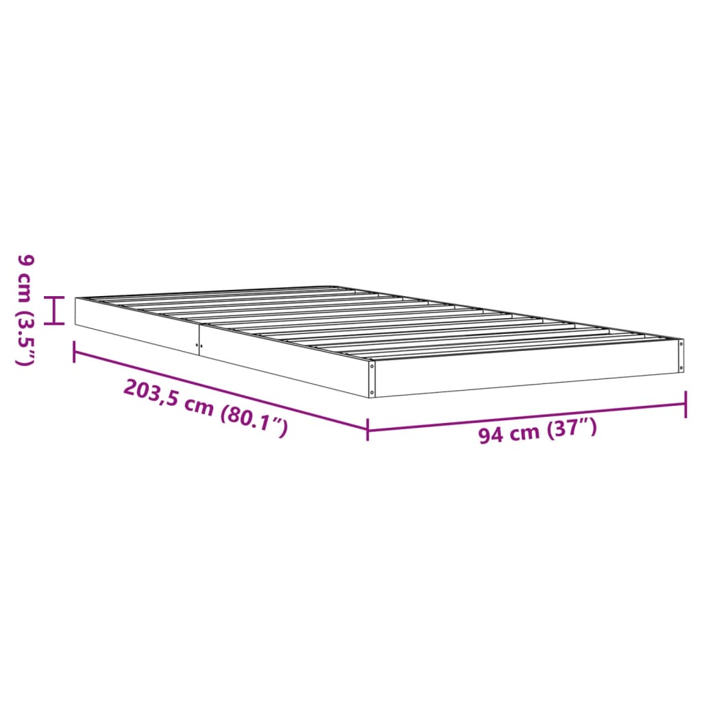 Sengeramme brun 90x200 cm heltre furu