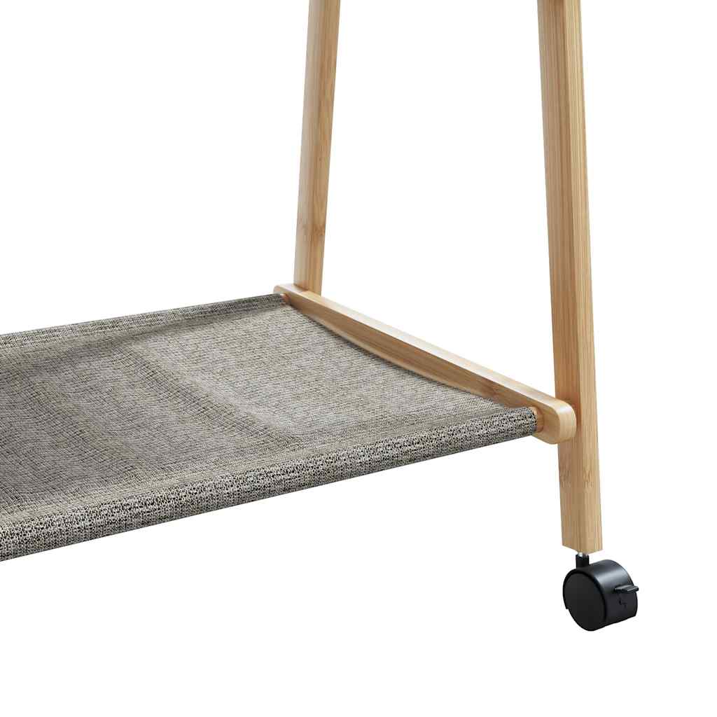 Klesstativ med hyller og hjul 96x45,5x155,5 cm bambus