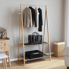 Klesstativ med hyller 96x45,5x150,5 cm bambus