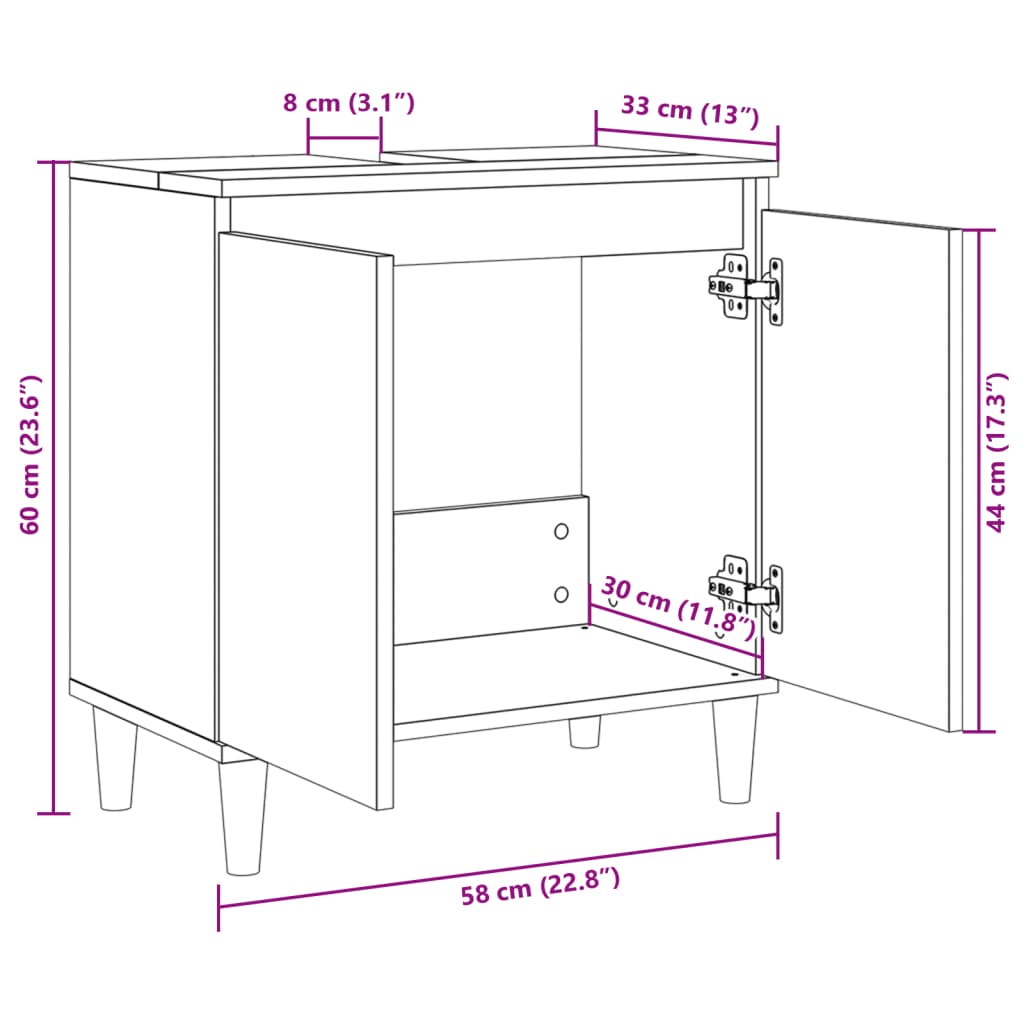 Servantskap sonoma eik 58x33x60 cm konstruert tre