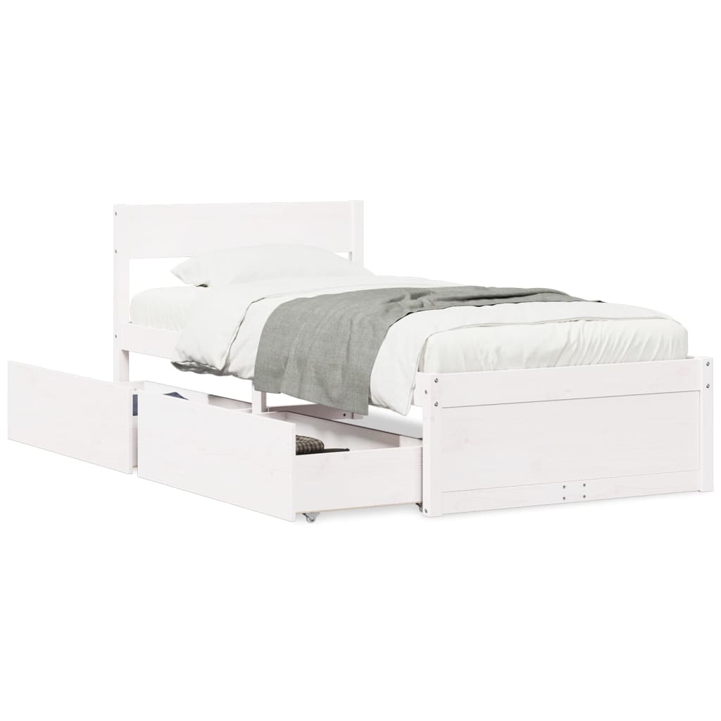 Sengeramme uten madrass hvit 75x190 cm heltre furu