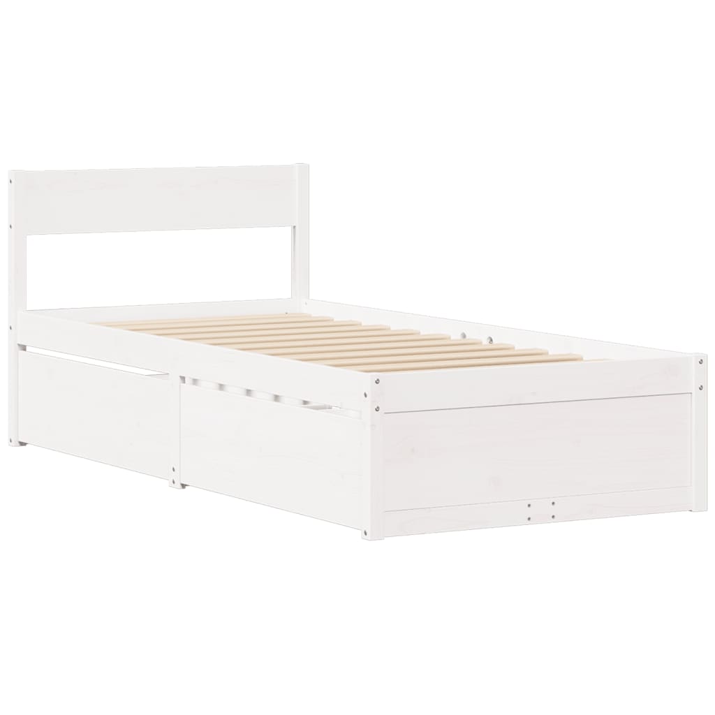 Sengeramme uten madrass hvit 75x190 cm heltre furu