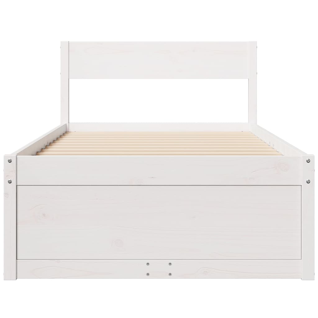 Sengeramme uten madrass hvit 75x190 cm heltre furu