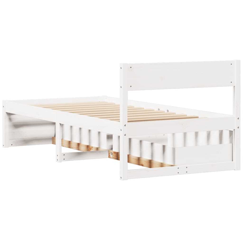 Sengeramme uten madrass hvit 75x190 cm heltre furu