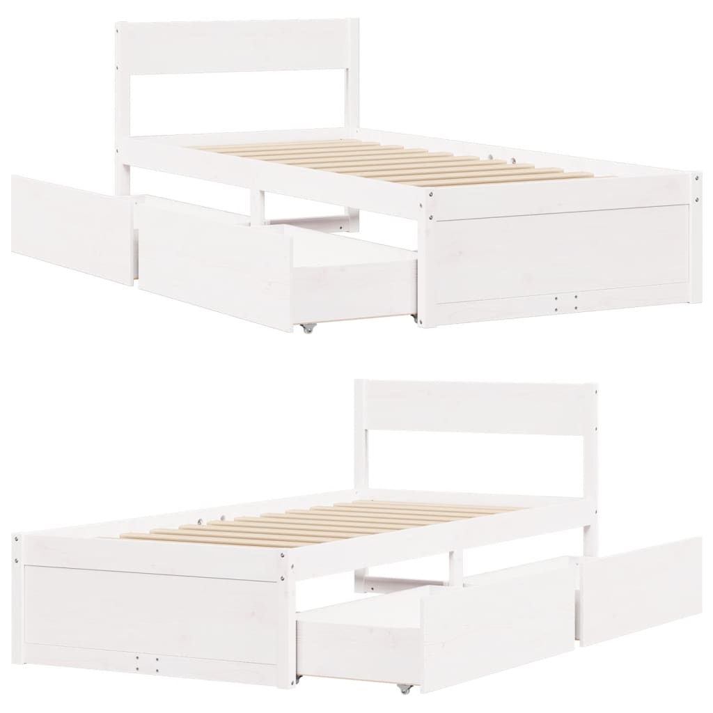 Sengeramme uten madrass hvit 75x190 cm heltre furu