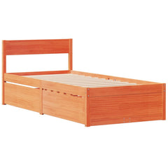 Sengeramme uten madrass voksbrun 75x190 cm heltre furu